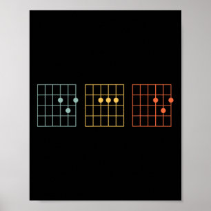 Poster Guitare vintage Meilleur Papa Jamais Papa Chord Mu