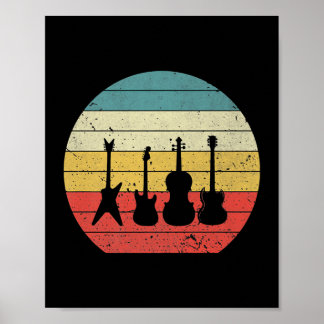 Poster Guitare Vintage Retro Sunset Guitare Musique