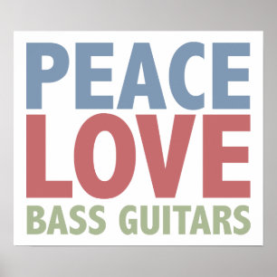 Poster Guitares basses d'amour de paix