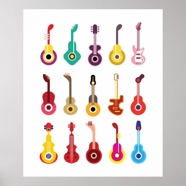 Poster Guitares colorées (Devant)