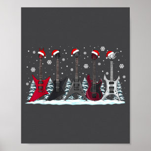 Poster Guitares électriques de Noël Metalhead Guitariste 