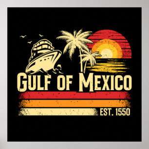 Poster Gulf du Mexique reste salé vintage