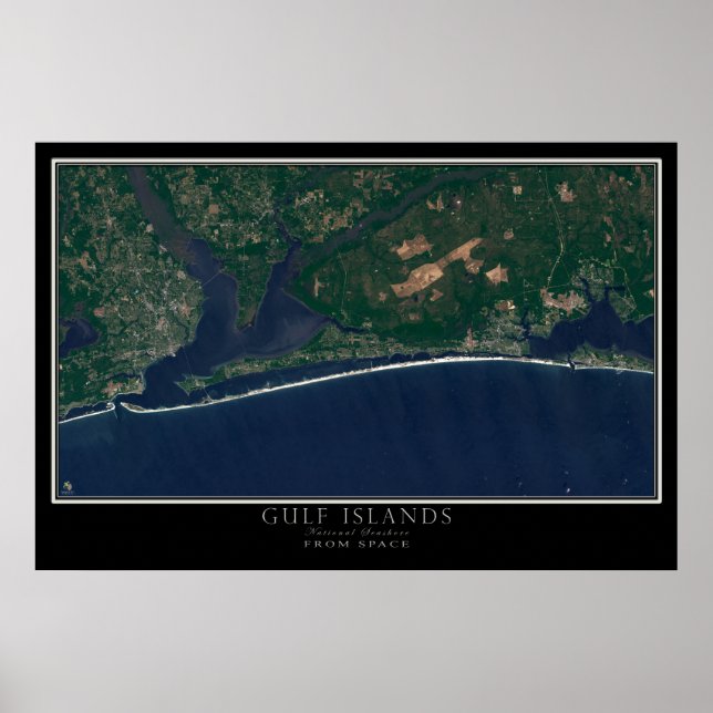 Poster Gulf Islands National Seashore Floride Satellite (Devant)
