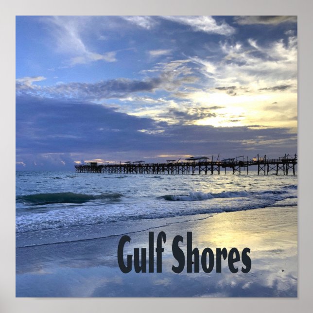 Poster Gulf Shores Alabama Beach Sunrise Pier (Devant)