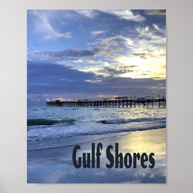 Poster Gulf Shores Alabama Beach Sunrise Pier (Devant)