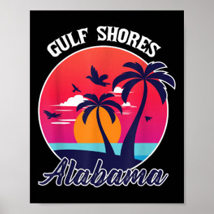 Poster Gulf Shores Beach Alabama Famille Vacances Souveni