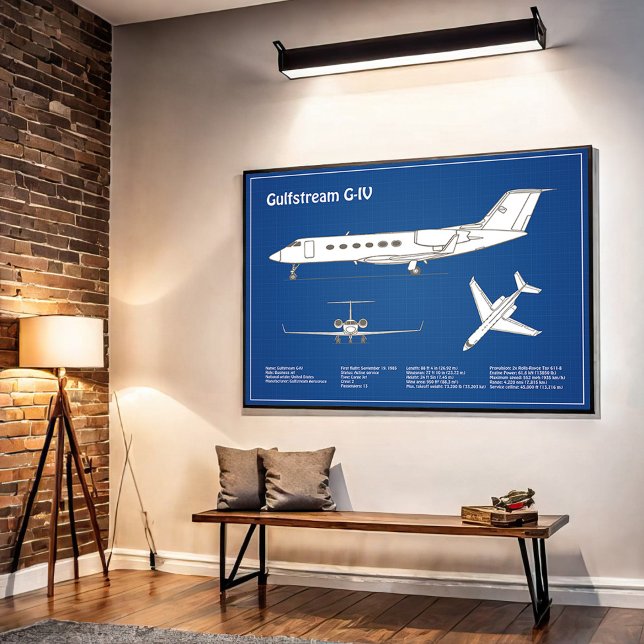 Poster Gulfstream G-IV - Plan directeur de l'avion ABD (Créateur téléchargé)