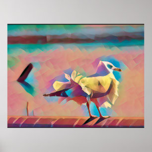 Poster Gull de mer en corail et Turquoise