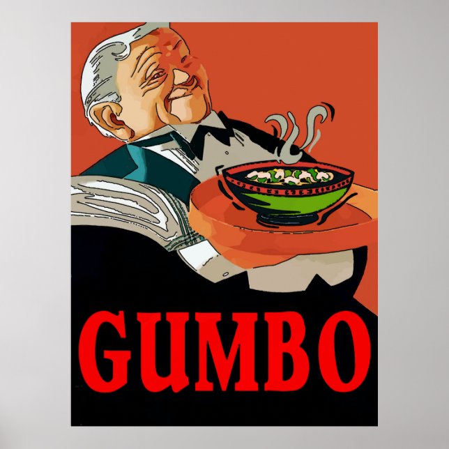 Poster Gumbo, serveur vintage (Devant)