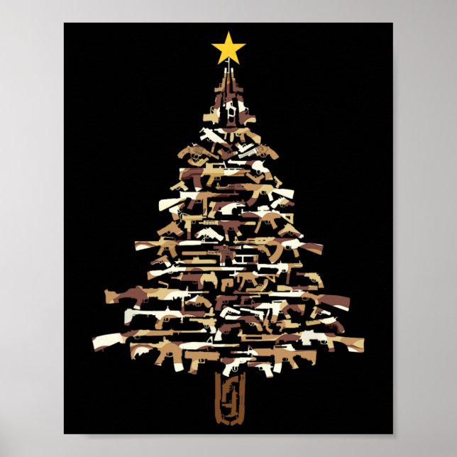 Poster Guns Christmas Tree - Camo Print Xmas Gift For Gun (Devant)
