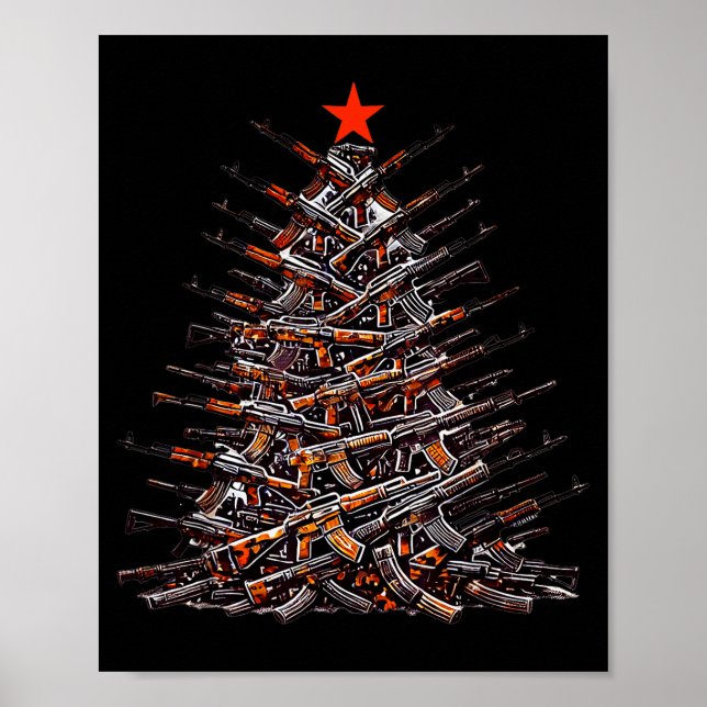 Poster Guns Christmas Tree Funny Xmas 2025 For Gun Lover  (Devant)