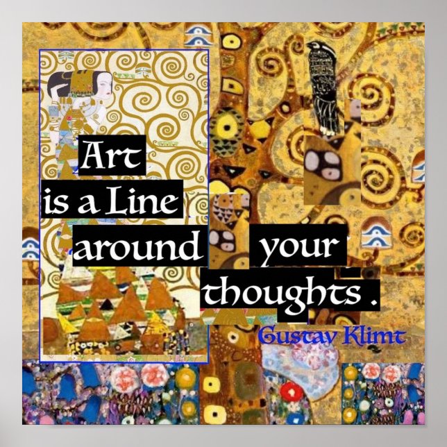 Poster Gustav Klimt Art est une ligne (Devant)