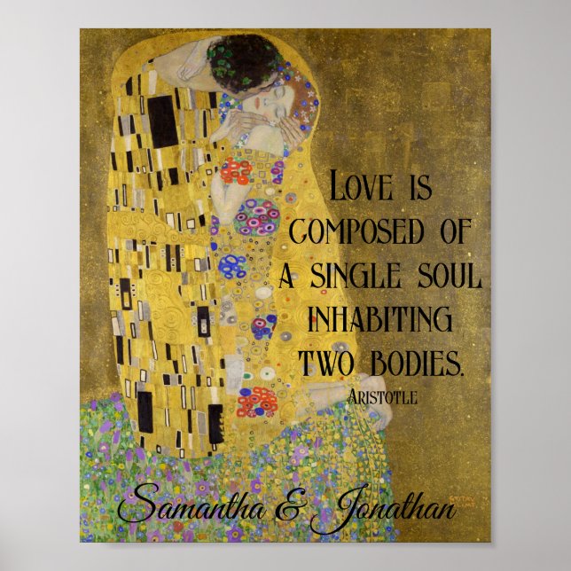 Poster Gustav Klimt Couple Kiss Artwork Personnalités (Devant)