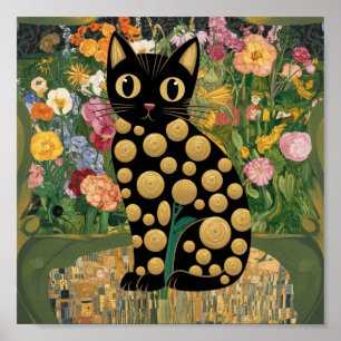 Poster Gustav Klimt Fleur Chat Noir Art Éclectique Modern