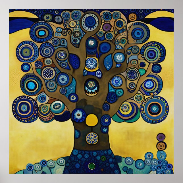 Poster Gustav Klimt Inspiré L'Affiche Arbre de Vie (Devant)