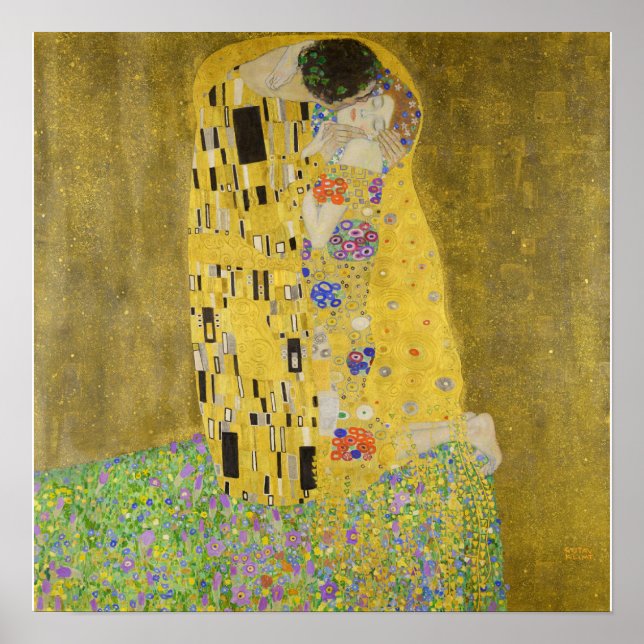 Poster Gustav Klimt - Le baiser (Devant)