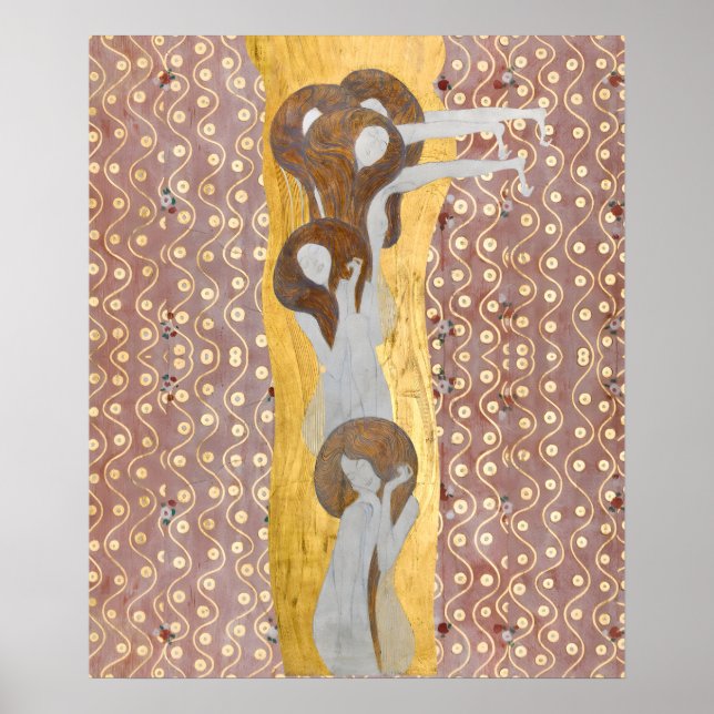Poster Gustav Klimt - Le détail artistique de Beethoven F (Devant)