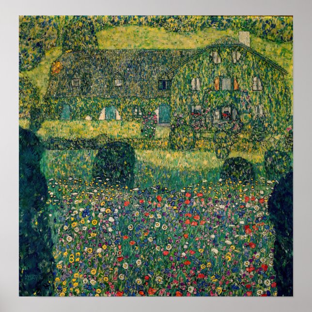 Poster Gustav Klimt - Maison de campagne de l'Attersee (Devant)