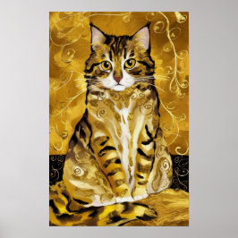Poster Gustav Klimt or mignon chat parodie, Gustav klimt 