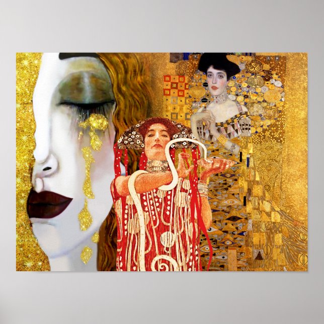 Poster Gustav Klimt, peintures Collage, Art combiné (Devant)