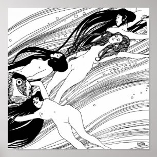 Poster Gustav Klimt - Poisson Sang Surreal Art Japonais