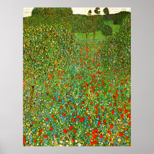 Poster Gustav Klimt's Mohnfeld (1907) famous painting.