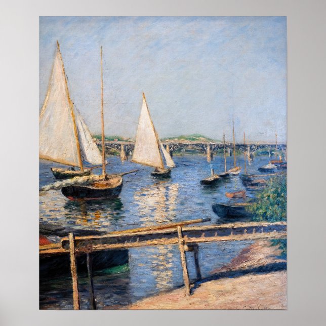 Poster Gustave Caillebotte - Bateaux à voile à Argenteuil (Devant)