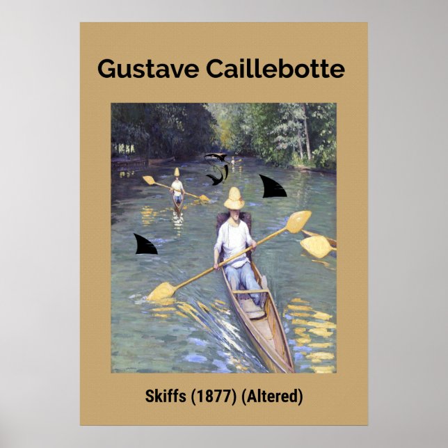 Poster Gustave Caillebotte : Skiffs (1877) (Modifié) (Devant)
