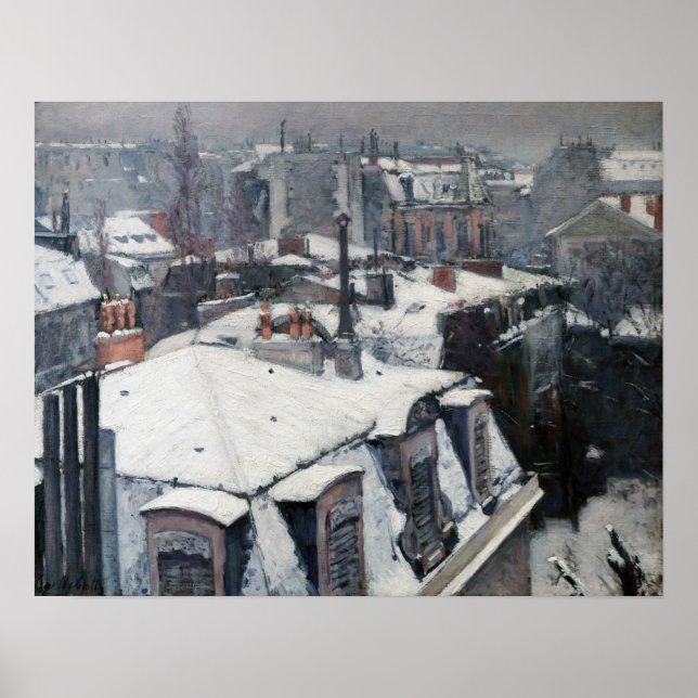 Poster Gustave Caillebotte - Toits dans la neige (Devant)