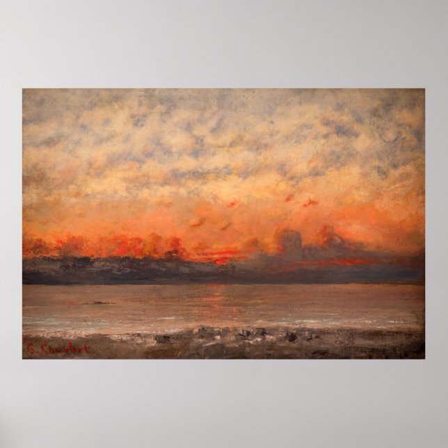Poster Gustave Courbet - Coucher de soleil (Devant)