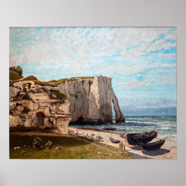 Poster Gustave Courbet - Falaises à Etretat après la temp (Devant)