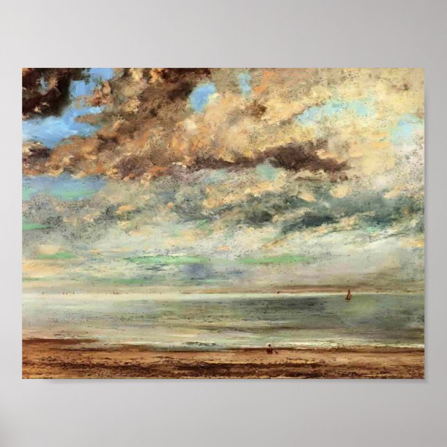 Poster Gustave Courbet - La Plage, Coucher De Soleil (Devant)