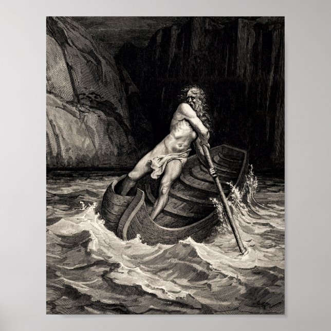 Poster Gustave Doré - Caron Rowing/Dante's Inferno (Devant)