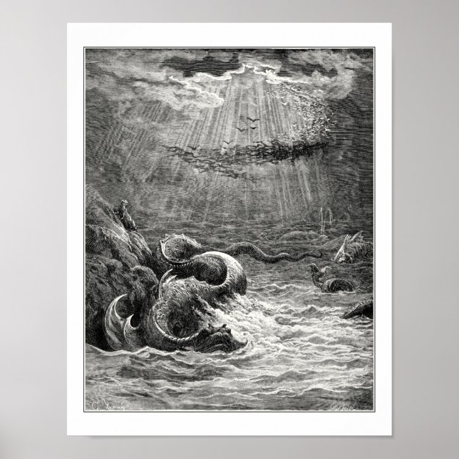 Poster Gustave Dore : reptile avec frai abondant (Devant)
