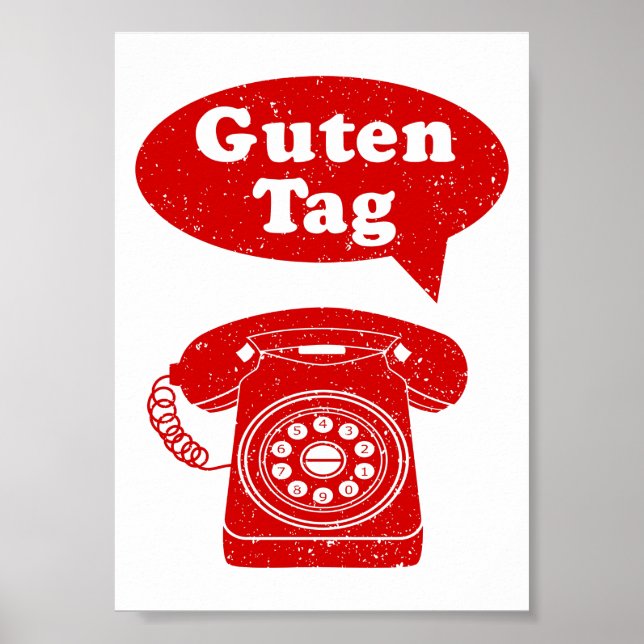 Poster Guten tag Allemand Retro Téléphone (Devant)
