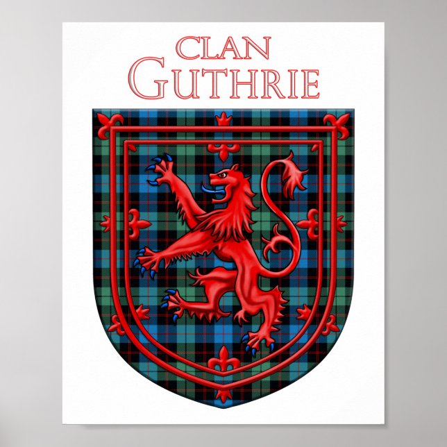 Poster Guthrie Tartan Scottish Plaid Lion Rampant (Devant)