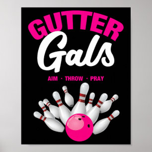 Poster Gutter Gals Nom d'équipe de bowling drôle Femmes F