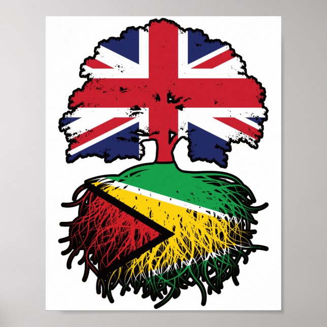 Poster Guyane Guyane Britannique Drapeau des racines de l (Devant)