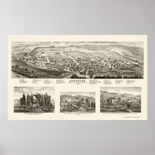 Poster Guysville, OH Carte panoramique - 1875