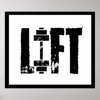 POSTER GYM ASCENSEUR BODYBUILING