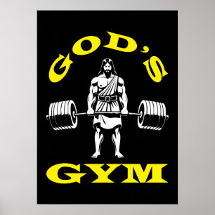 Poster Gymnase de Dieu, Drôle Jésus Entraînement Bodybuil