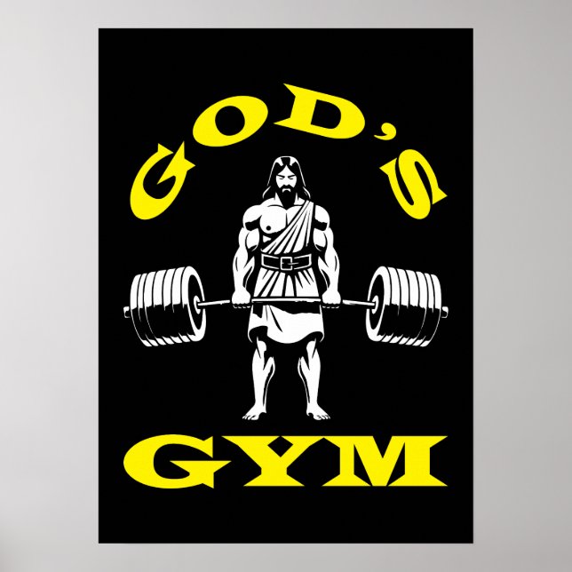 Poster Gymnase de Dieu, Drôle Jésus Entraînement Bodybuil (Devant)