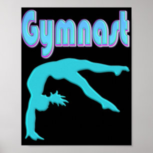 Poster Gymnast Back Handspring Step Out Teal