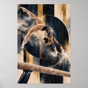 Poster Gymnaste Artistique sur Poutre Abstrait Sports W
