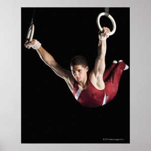 Poster Gymnaste balançant des anneaux