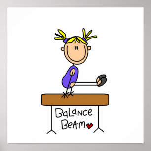 Poster Gymnaste blond pour fille sur poutre balance