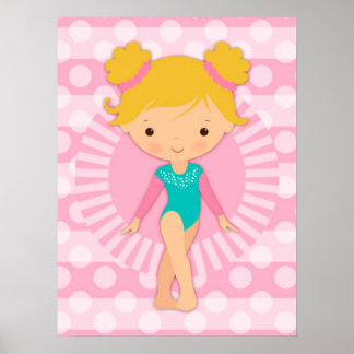 Poster Gymnaste Cute Pink Aqua Blonde