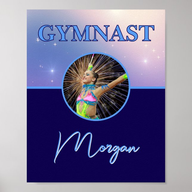 Poster Gymnaste Deep Royal Custom Photo et nom (Devant)