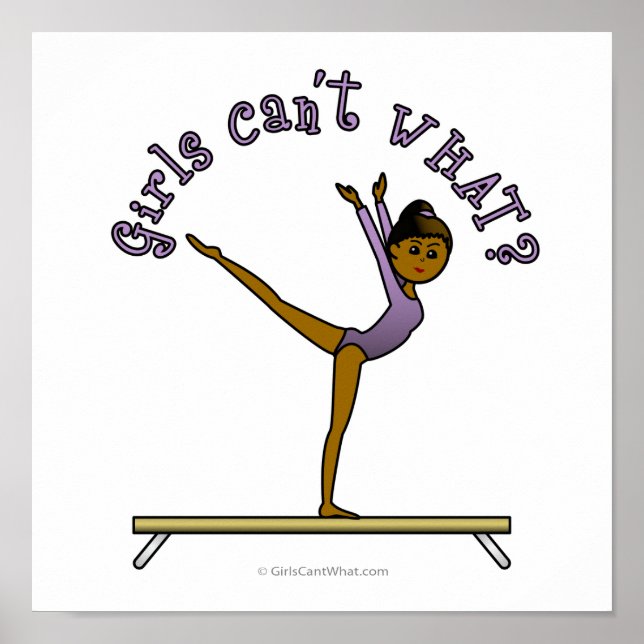 Poster Gymnaste féminine foncée sur le poutre d'équilibre (Devant)