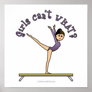 Poster Gymnaste féminine légère sur le poutre de balance
